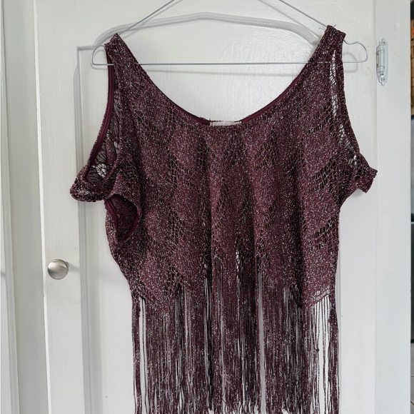 Charlotte Russe Tops - Charlotte Russe Burgundy Fringe Knit Top